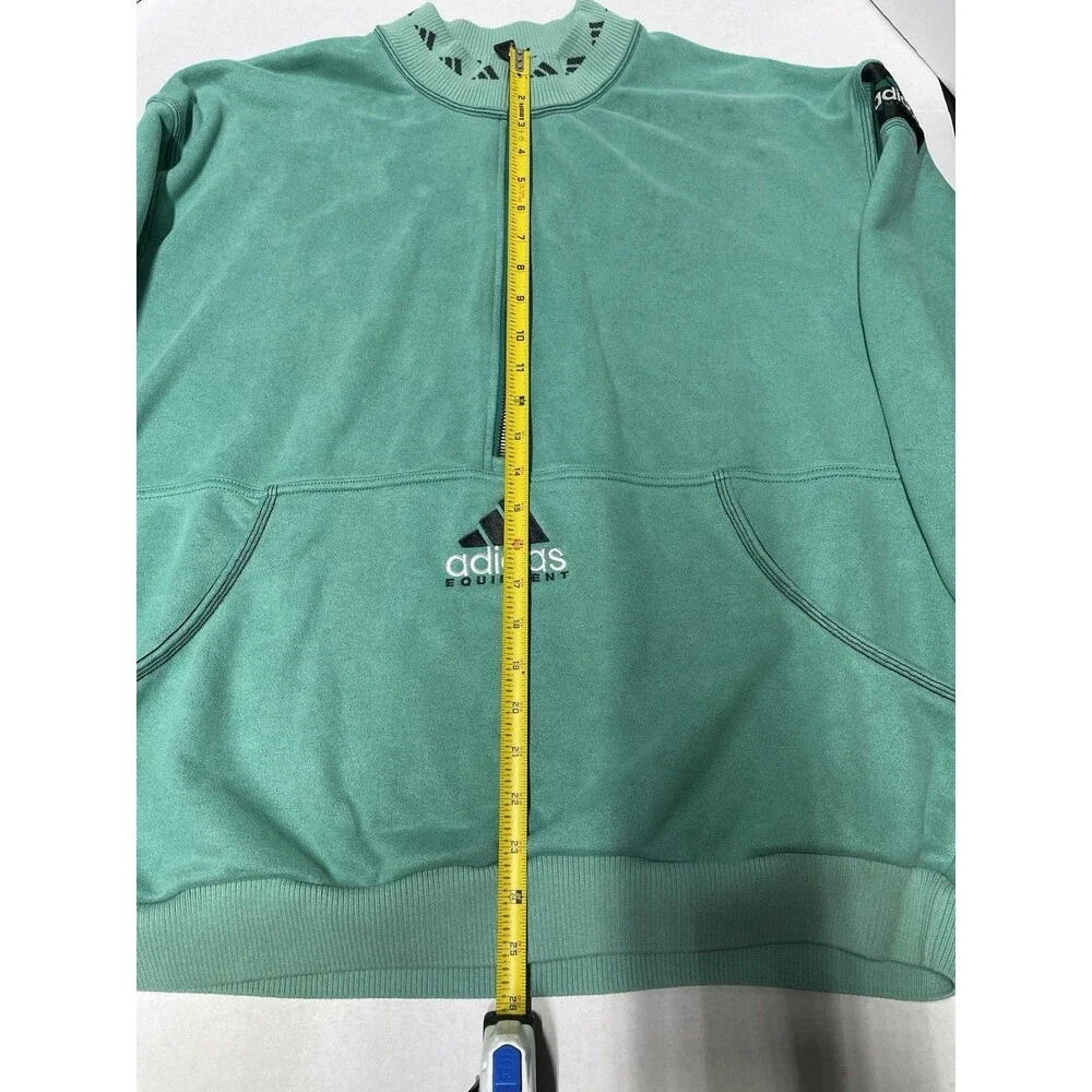 Vintage Adidas Equipment Sweatshirt 1/2 Zip Large Men's 90s Pullover Teal